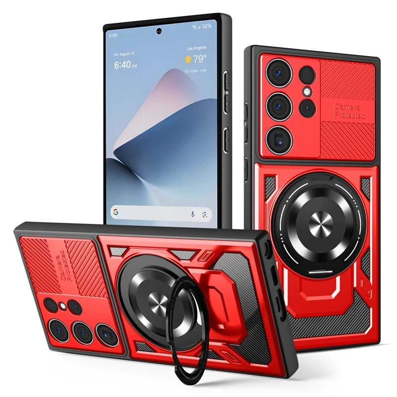 Enhanced Armor Shockproof Magnetic Ring Case with Wireless Charging Compatibility