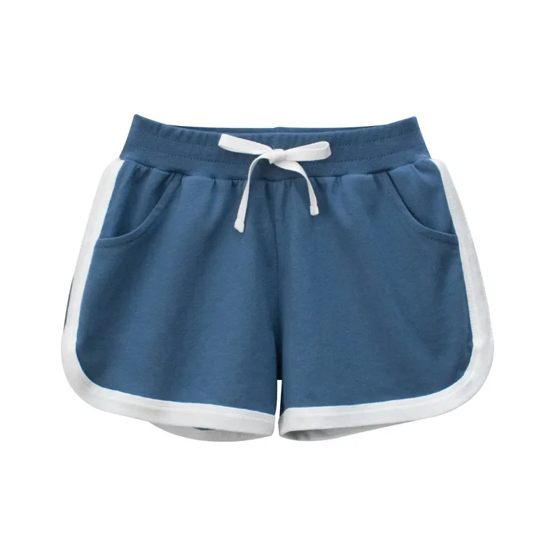 Summer Boys Girls Shorts Fashion Stretch Candy Color Kids Sports Short Mid Waist Casual Beach Short Children's Clothing 2-9 Year