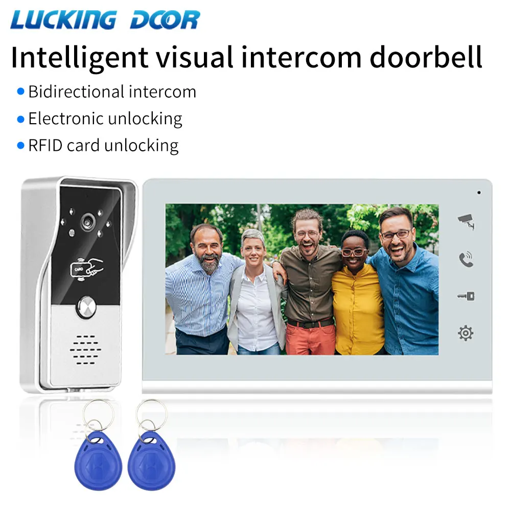 

Smart Wired Video Intercom for Home Outdoor Door Phone with Screen 7 Inch Monitor Street Doorbell RFID Call Panel Electric Lock