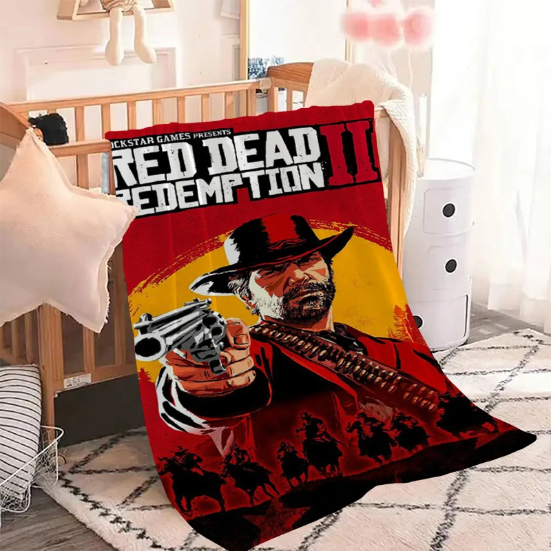 thumbnail image 1 of Juego popular Red Dead Redemption 2, mantas decorativas para sofá, manta doble, ropa de cama de microfibra mullida, vellón hasta las rodillas, 1 of 5