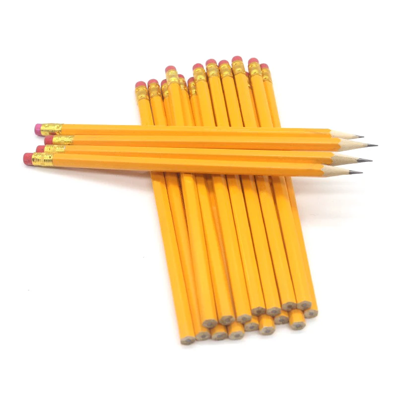 Pencils With Eraser Top 2 HB Drawing And Sketching Yellow Wood-Cased For Office School Supplies 50/100/150pcs eraser pencil,writing stationery,drawing pencils