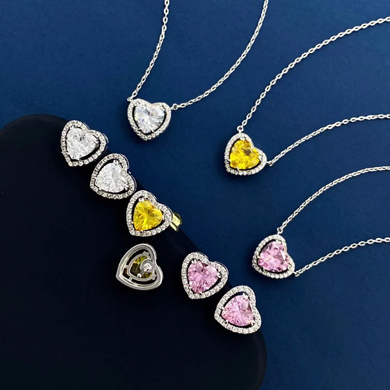 

Sweet pink yellow heart-shaped love temperament commuter earrings