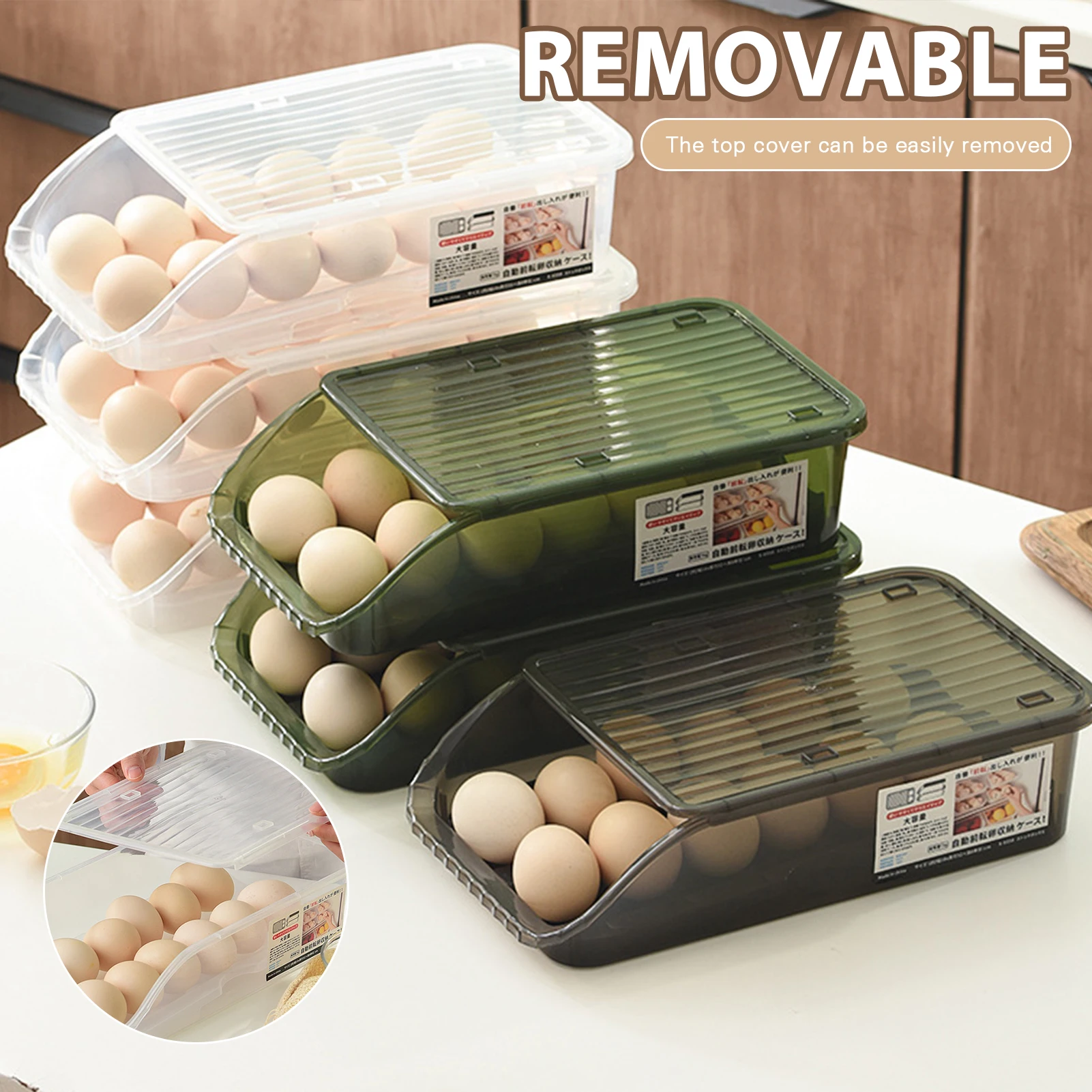 

Automatic Roll-off Egg Storage Box Refrigerator Fresh Organizer Egg Tray for Home Kitchen Egg Holder Refrigerator Egg Tray _WK