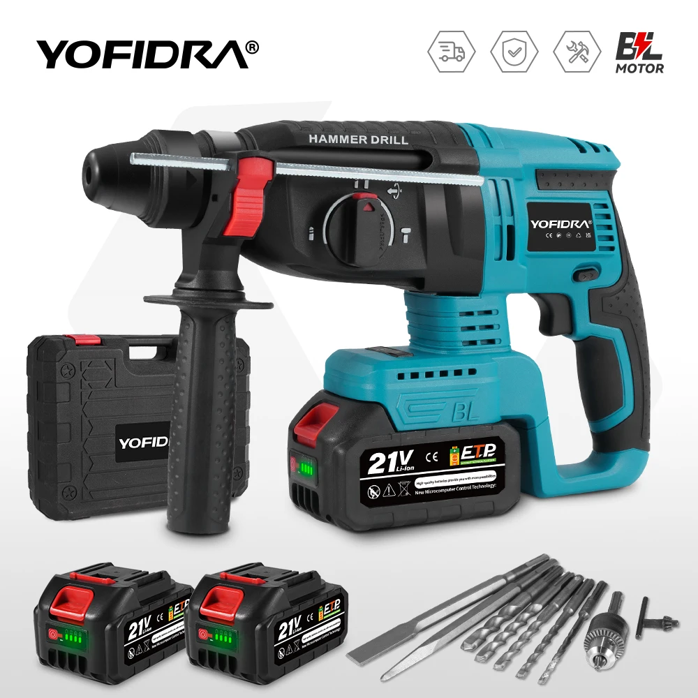 YOFIDRA 26mm marteau rotatif électrique sans brosse sans fil multifonctionnel