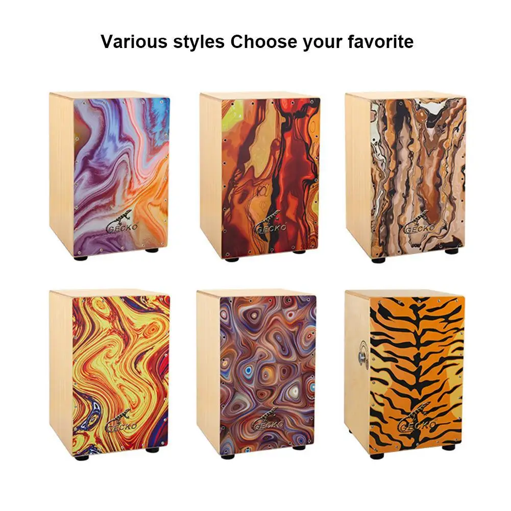 

Wooden Cajon Box Drum 3D Printing Pattern Professional Band Playing Hand Drum Beginner Gifts Percussion Instruments