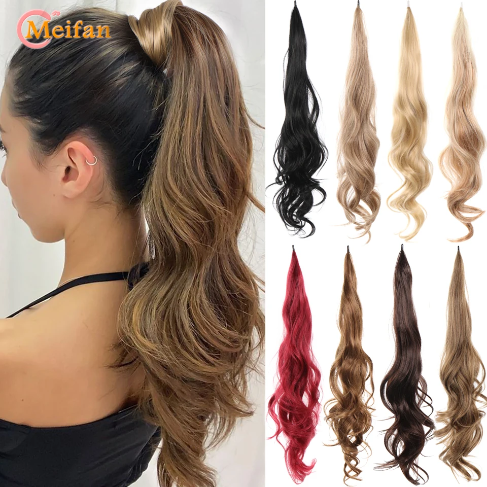 MEIFAN-32Inch-Synthetic-Flexible-Wrap-Around-Ponytail-Long-Curly ...