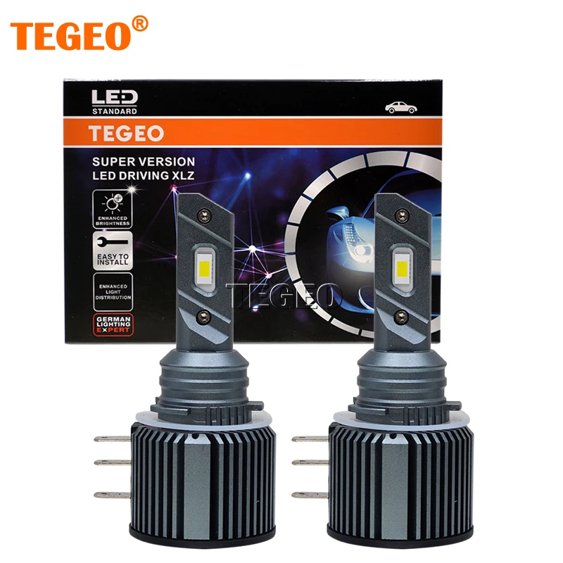 

2PCS TEGEO GERMAN LIGHT EXPERT H15 LED Canbus No Error High Beam DRL H15 Car Headlight Bulbs 6000K For BMW Benz VW Skoda Mazda