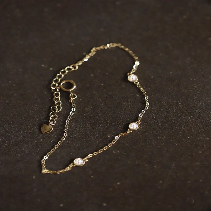 Somilia Charm-Armband aus 925er-Sterlingsilber, 5A-Zirkon, rund, 14 Karat vergoldet, für Damen, klassisch, minimalistisch, feiner Schmuck, Geschenk für Mütter – Detail 7