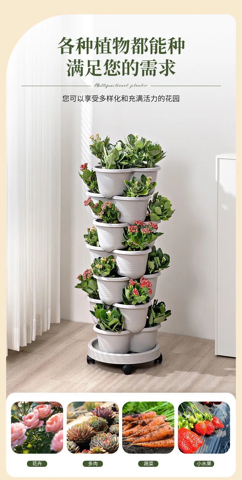 Description Picture 5 of itemVegetable Plastic Pot Family Balcony Strawberry Potted Plant Three Dimensional Multi-layer Space Saving Planting Flower Pots
