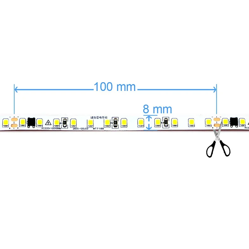 LED Light Bar AC 220V 230V LED Strip 2835 120LED/m Home Light Strip Red Ice Blue Green Yellow Pink Flexible Cuttable