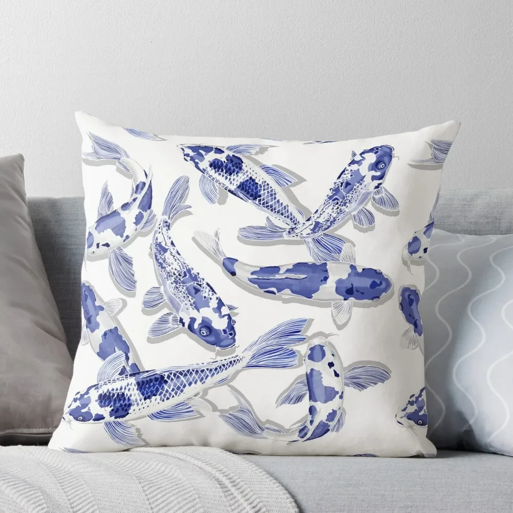 

Blue and white Koi fish Throw Pillow Pillowcases Cushion Covers Sofa Sitting Cushion Decorative Cover For Living Room