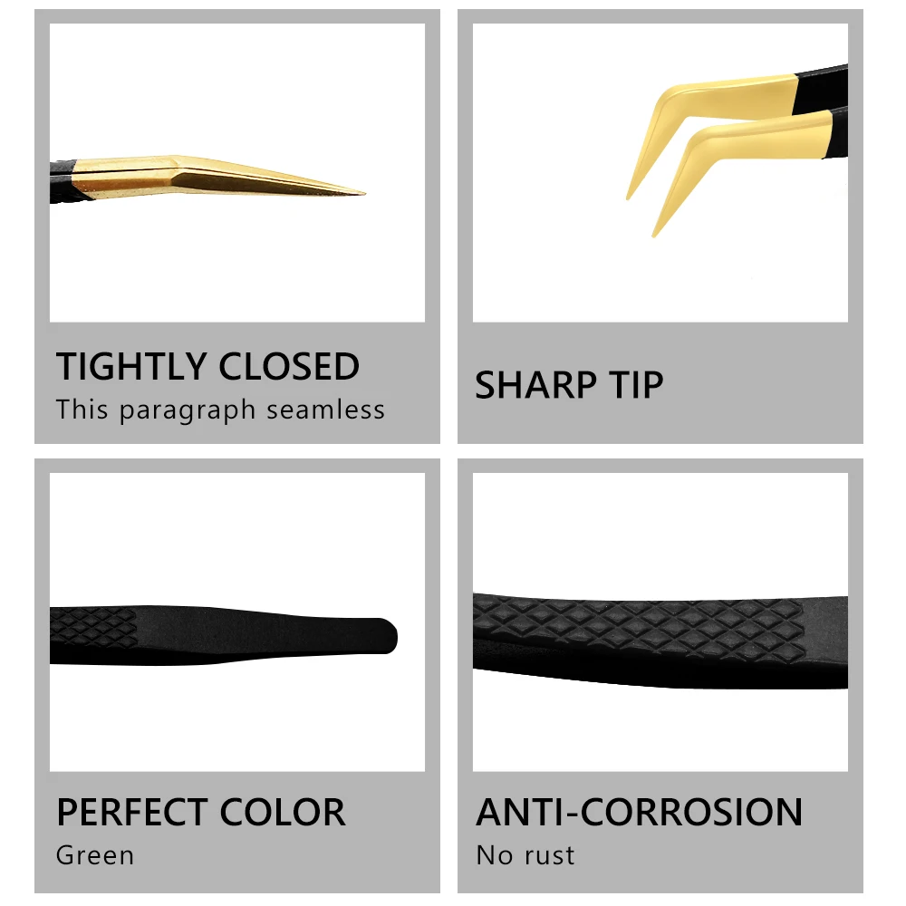 Eyelash Tweezer Black Stainless Steel Superhard Precision Anti-Static Tweezers Grafting Lashes Extension Supplies Makeup Tools 5