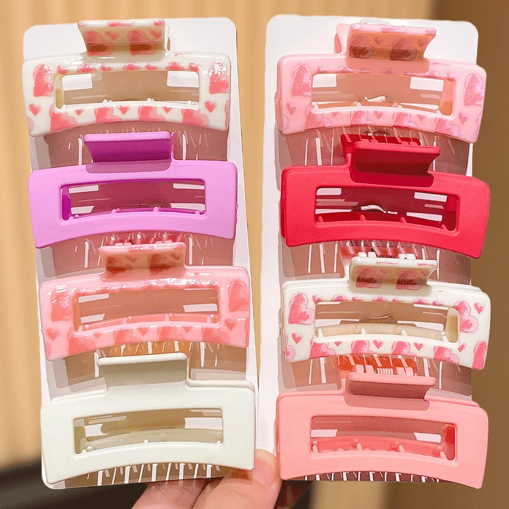 8 Stück rosa Herz-Haarklammern, modisch, vielseitig, niedlich, für Mädchen, Valentinstag, Geschenk, tägliches Outfit-Zubehör
