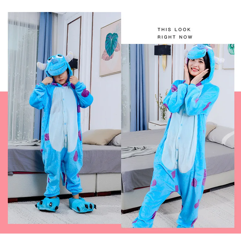 Frauen Männer Onesies Kigurumi Sulley Cartoon Onesie Anime Pyjamas Winter Outfit Festival Party Anzug Geschenk Für Halloween Weihnachten – Detail 10