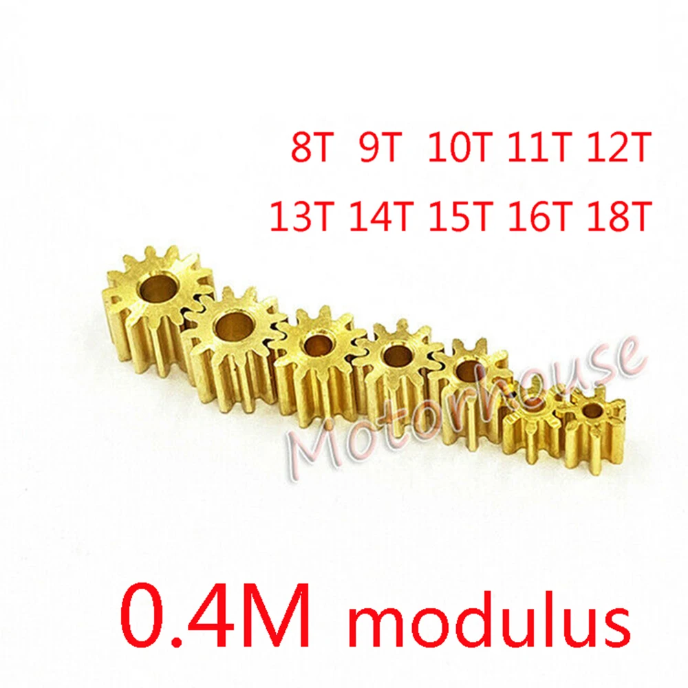 Brass Gear 7T-16T 18T 0.4M Modulus Fit 1mm 1.5mm 2mm Shaft Toy Car