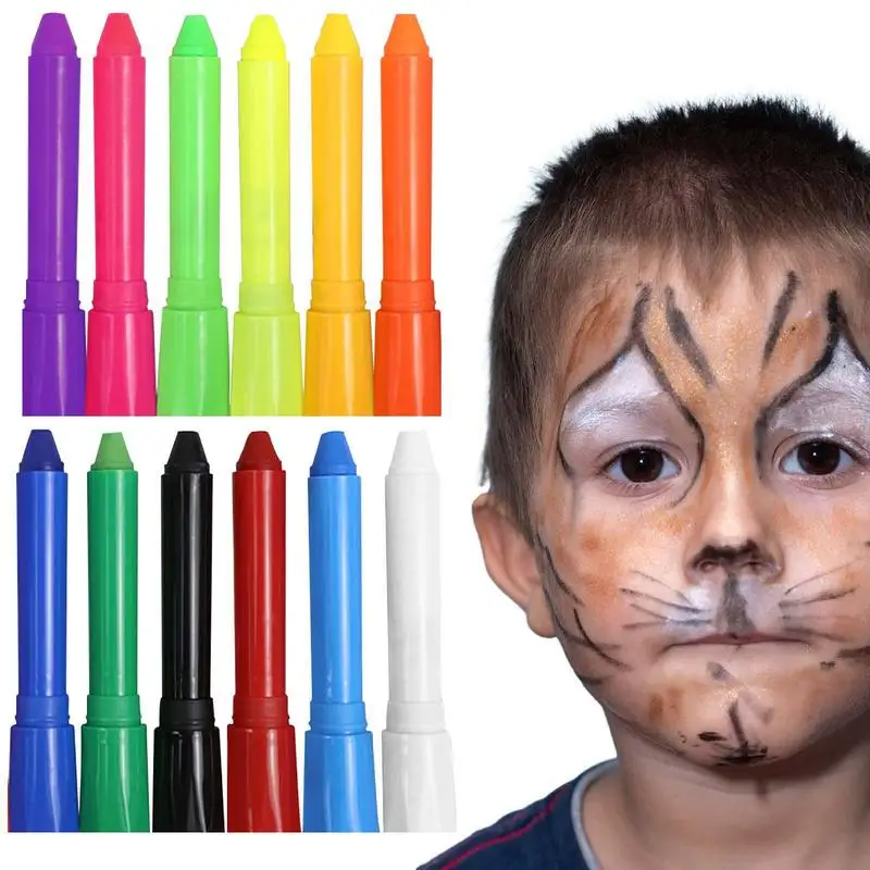 12 Color Face Paint Crayons Face Body Painting Glow Face Paint Sticks For  Halloween Birthday Party Twistable Washable Paint Set - AliExpress