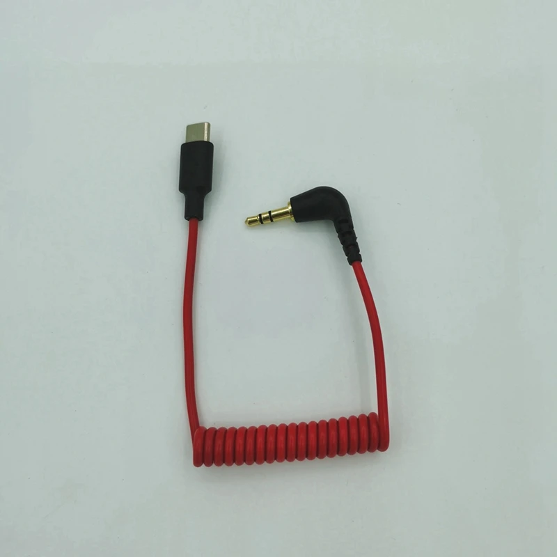 USB C To 3.5Mm Cable For RODE Wireless Go II, Coiled Right Angle TRS Male DAC AUX Adapter Audio Cord Replacement 3