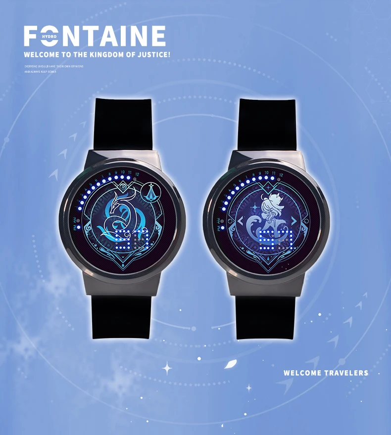 

Anime Genshin Impact Furina Neuvillette Cosplay Watch Wristwatch Student Waterproof Touch Screen Couples Watches Gift