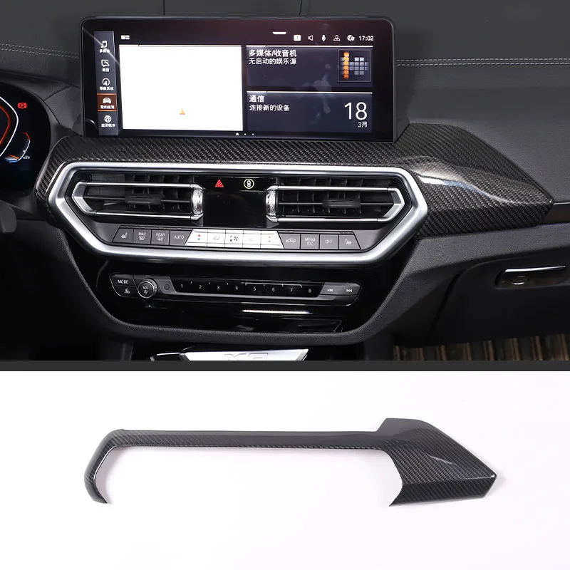 

For BMW X3 X4 G01 G02 2022 Real Carbon Fiber Car Center Console Dashboard Air Conditioner Outlet Panel Stickers Car Accessories