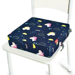 Children's Booster Seat Cushion - Adjustable, Removable, and Safe High Chair Pad (Rainbow Unicorn)