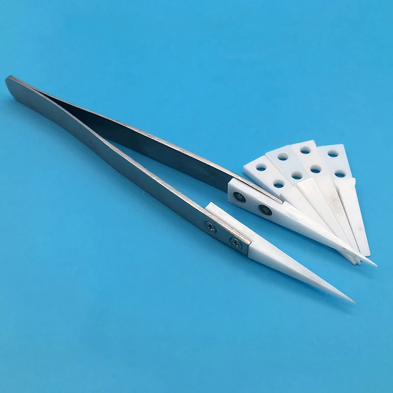 2pcs Anti-Static Ceramic Tweezers Straight/Little Curved/Big Curved Industrial