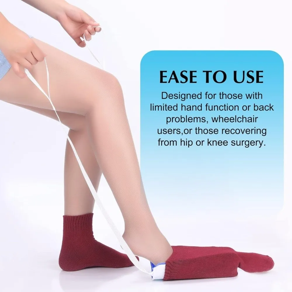 No Need to Bend Over Sock Dressing Tool Easy Use With Adjustable Cords Sock Wearing Helper Sock Threader Pregnant Women
