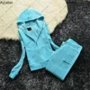 Y2K Velvet Tracksuit Two Piece Women's Tracksuit Hoodies Set With Pocket and Diamond Velour Tracksuit 1