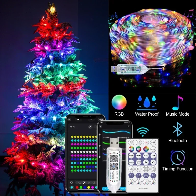 40M-Christmas-Tree-String-Lights-Bluetooth-WS2812B-RGBIC-Fairy-LED ...