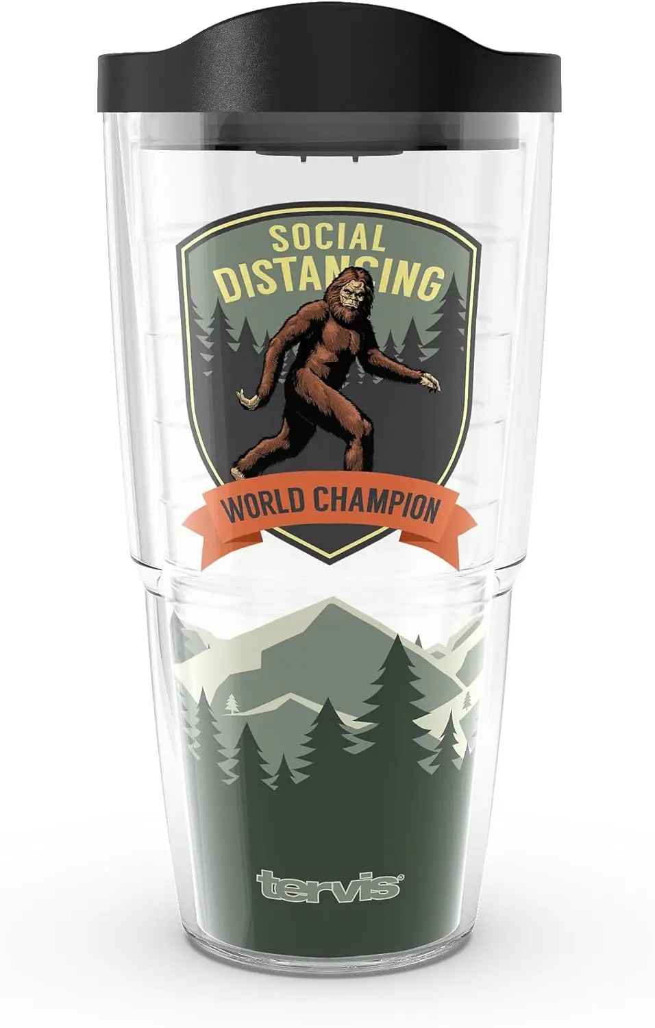 Social Distancing Yeti Made in USA Double Walled Insulated Tumbler Travel Cup Keeps Drinks Cold & Hot, 24oz, Clear