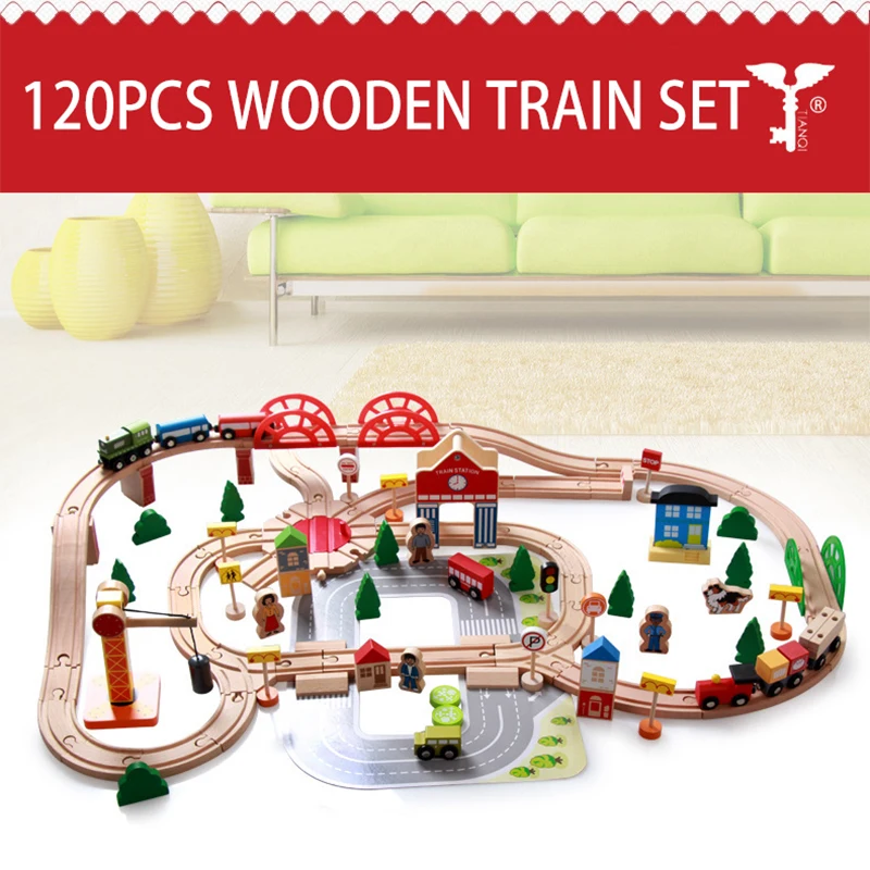 

Children's wooden puzzle assembled toy car Thomas train track wooden track toys