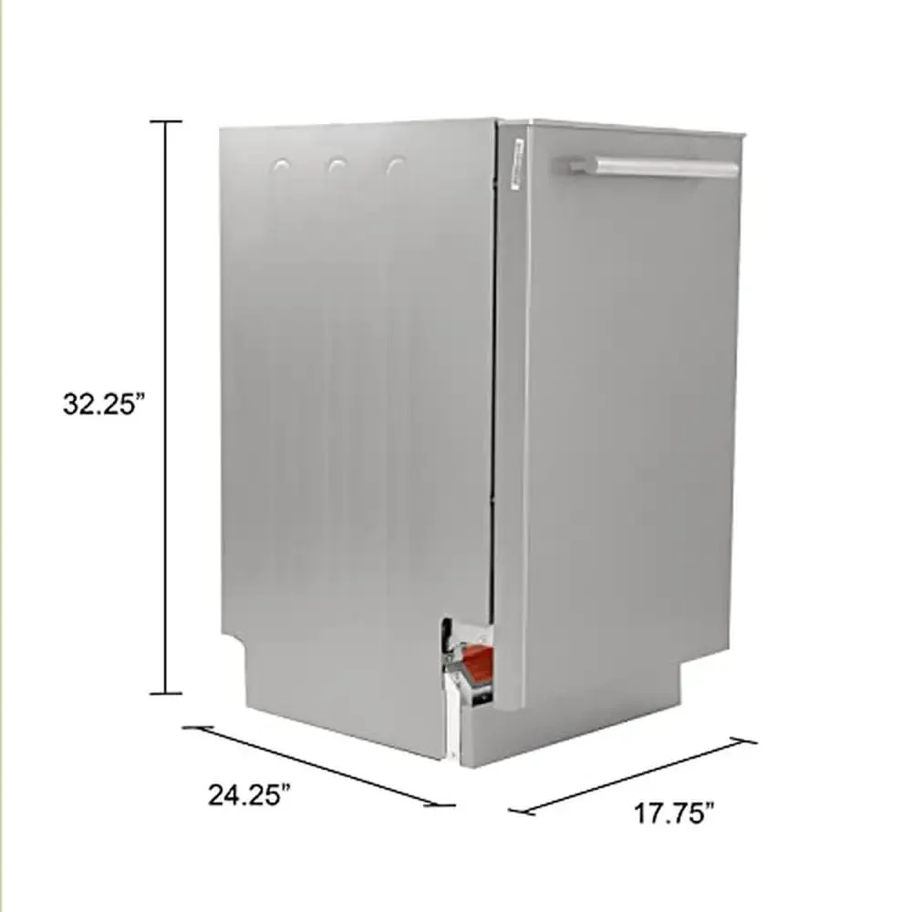 18-Inch Built-In Stainless Steel Dishwasher 3 Wash Options 6 Automatic Cycles Silent Operation Compact Design Mini Dishwasher 3