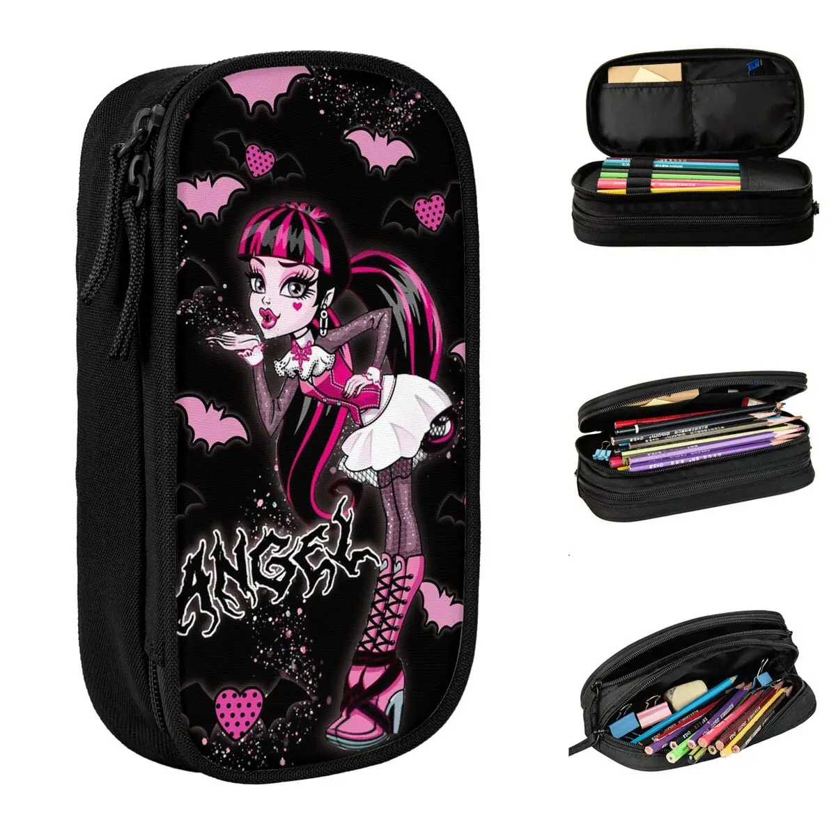 Astucci Gotici Draculaura Astucci Per Matite Monster High Pen Box Bag Student Large Storage Office Gifts Pencilcases