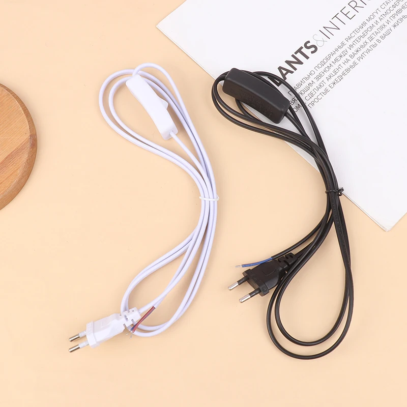 EU Plug LED Light Switch Cable Wire On/Off Switch Desk Lamp (6FT/1.8M) EU Plug Extension Connector Electric Cable