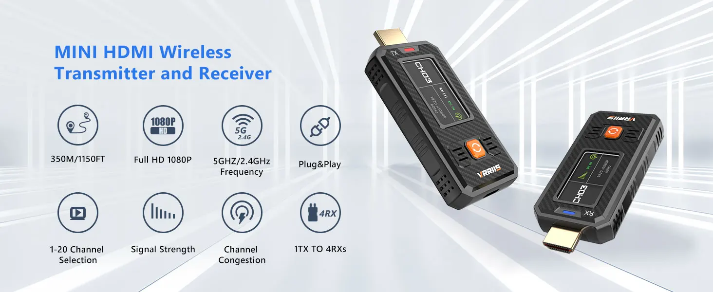 350M1080P Wireless Hdmi Video Transmitter and Receiver 5G Mini HDMI Extender for