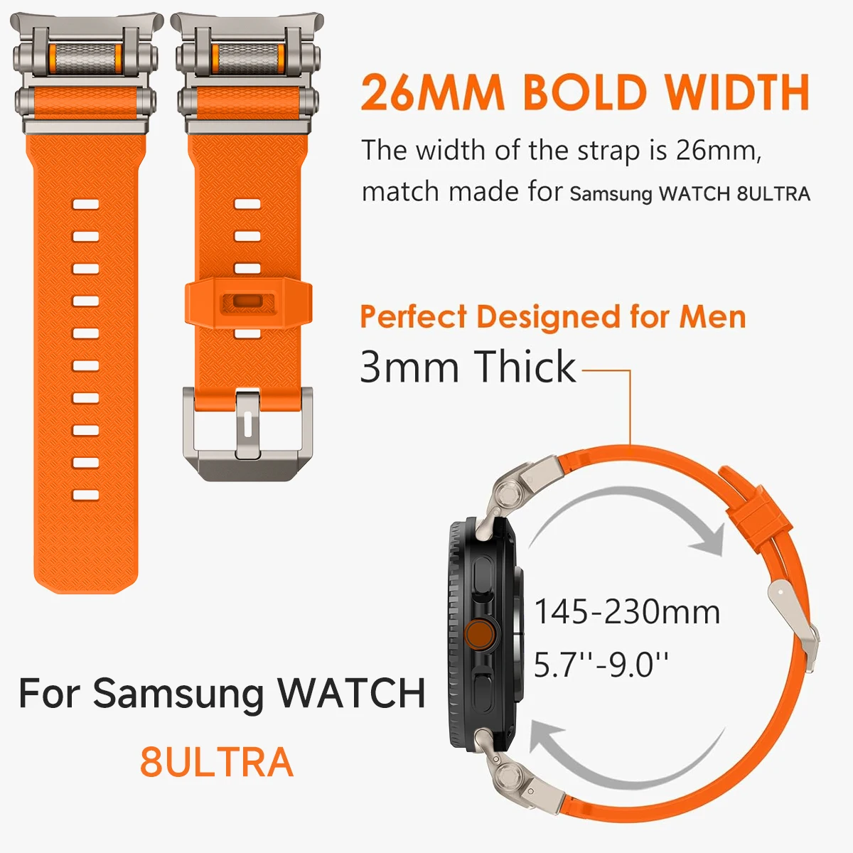 Elegant Silicone Sport Strap for Luxury Watches - 47mm No-Gap Wristband Bracelet