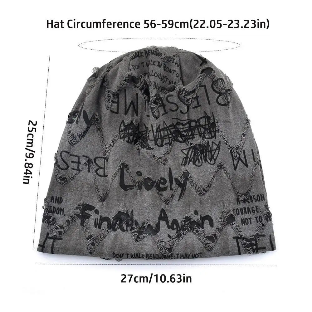 Thin Bonnet Letter Print Beanie Loose Style Wasteland Style Hip Hop Beanies Streetwear Design Vintage Beanie Casual Headwear