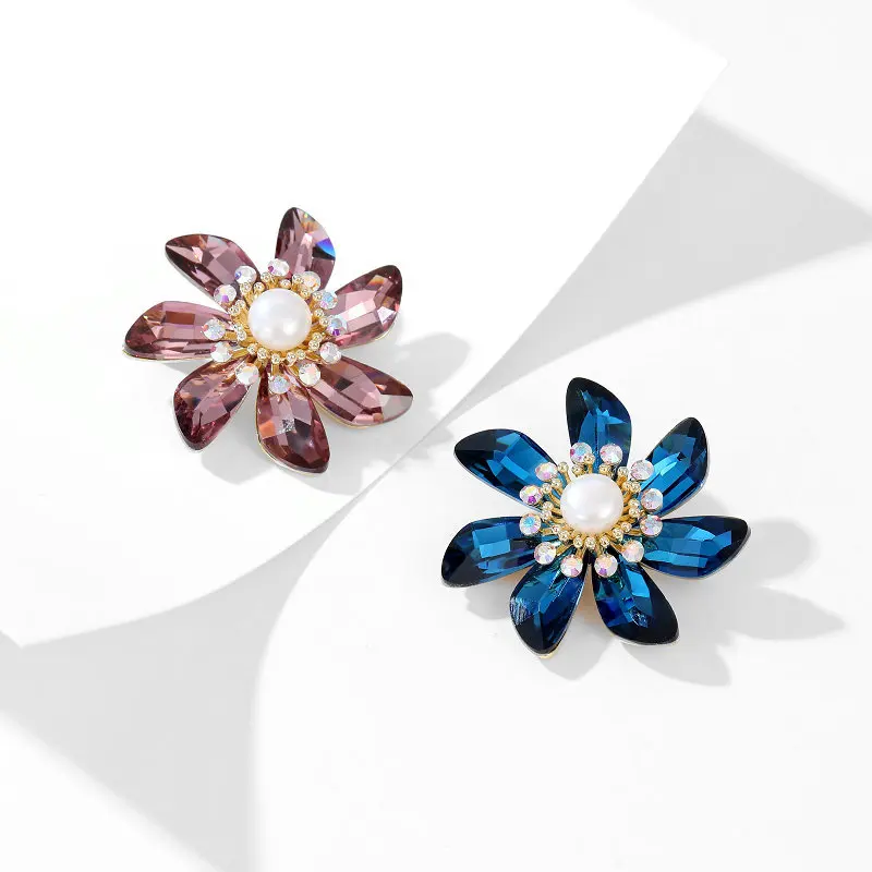 Bright Zircon Crystal Flower Brooch Jewelry For Ladies Fashionable Temperament Wedding Corsage Luxury Bouttoniere Accessory