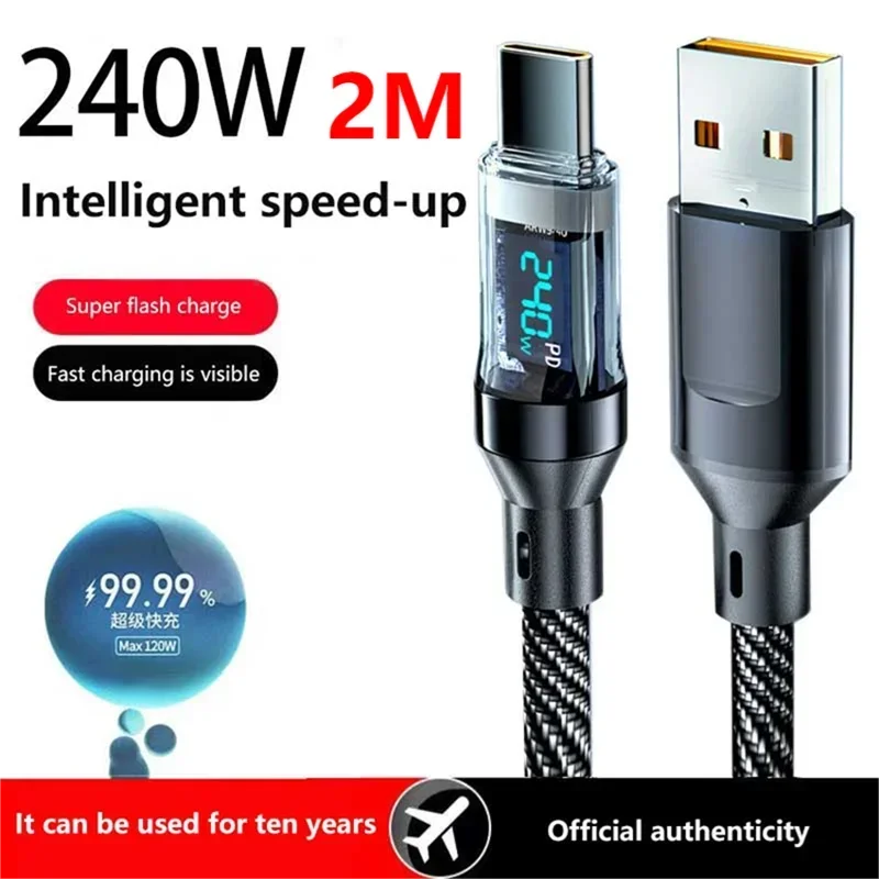 Ultra-Fast 240W Type-C Multifunctional Charging Cable with LED Display