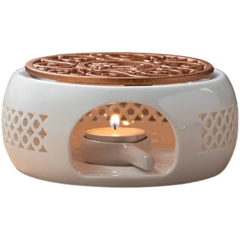 Ceramic Teapot Warmer Holder Base Tea Coffee Water Candle Heating