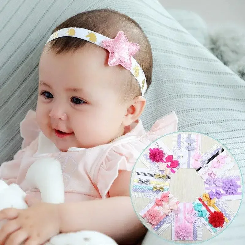 3 Pcs/set Baby Elastic Flower Headband Headbands Hair Girls Bowknot Hairband Toddler Infants Accessories Set Photography Props