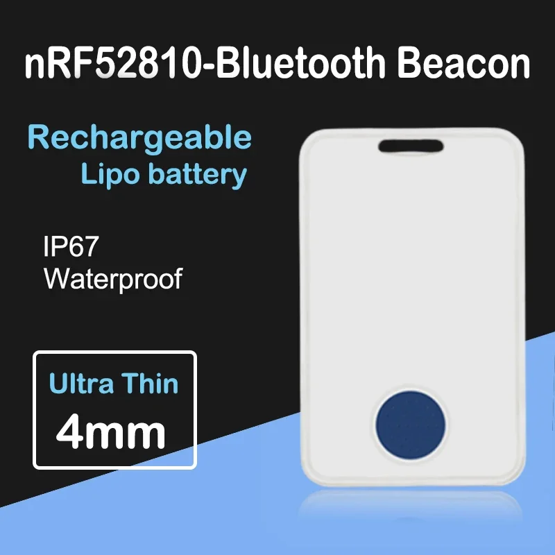 Holyiot IoT Location Ultra Thin Beacon Card Waterproof Low Energy Bluetooth 5.0 Hardware Rechargeable Ble IBeacon Sensor Id Card