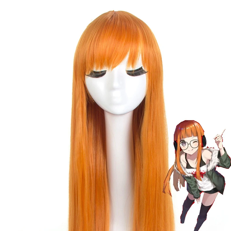 Persona 5 Futaba Sakura Pink Long Straight Hair Cosplay Wig