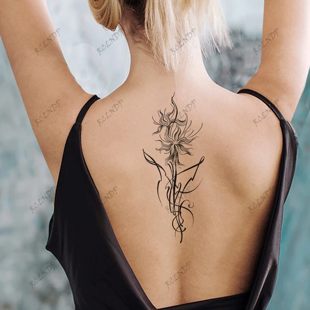 Flor de planta geométrica moda feminina tatuagem temporária etiqueta de  transferência de água preta tatuagem minimalista pequena mão rosa tatuagem  falso - AliExpress