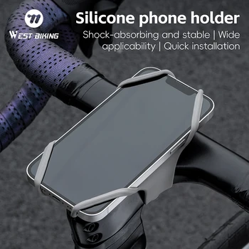 WEST BIKING Porta cellulare per bicicletta Porta cellulare in silicone per bici da strada MTB Manubrio a forma normale Accessori universali
