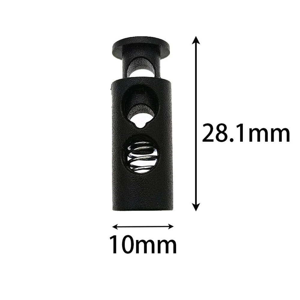 10 Pcs Plastic Nylon Spring Buckles Black Elastic Hanging Clock Rope-Adjustable Elastic Buckle Double-Hole Pig Nose Stopper