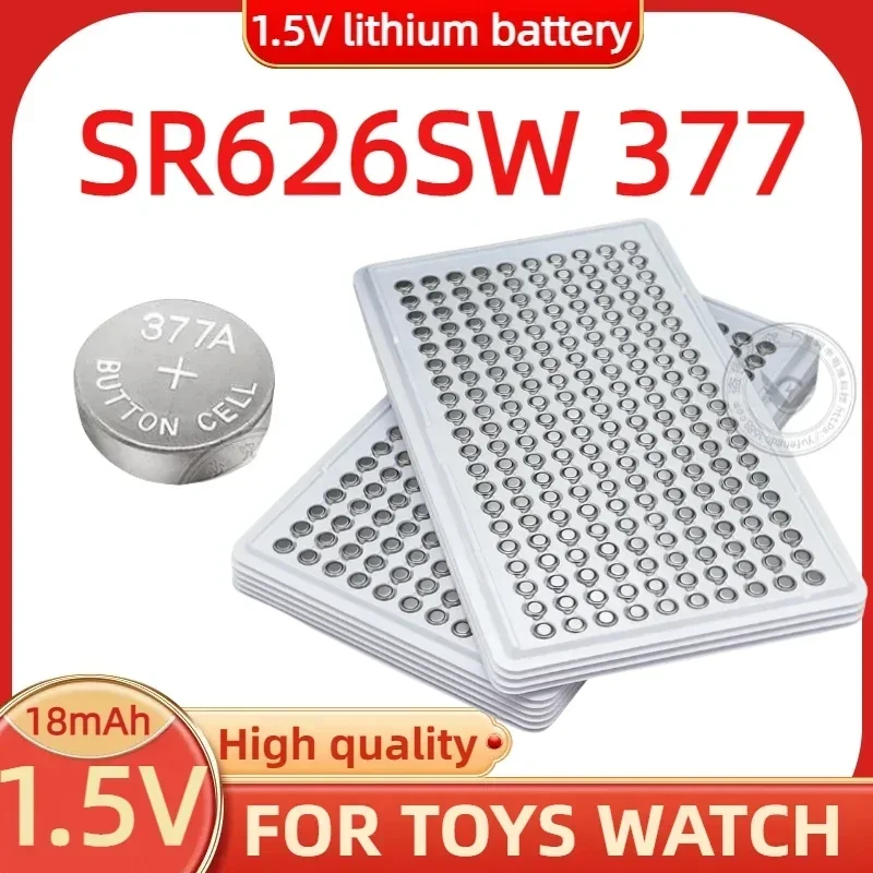 

200PCS SR626 Battery 377 AG4 LR626 177 1.55V Alkaline Battery for Watch Toy Calculator Car Key Clock 626A 377A CX66W Button Cell