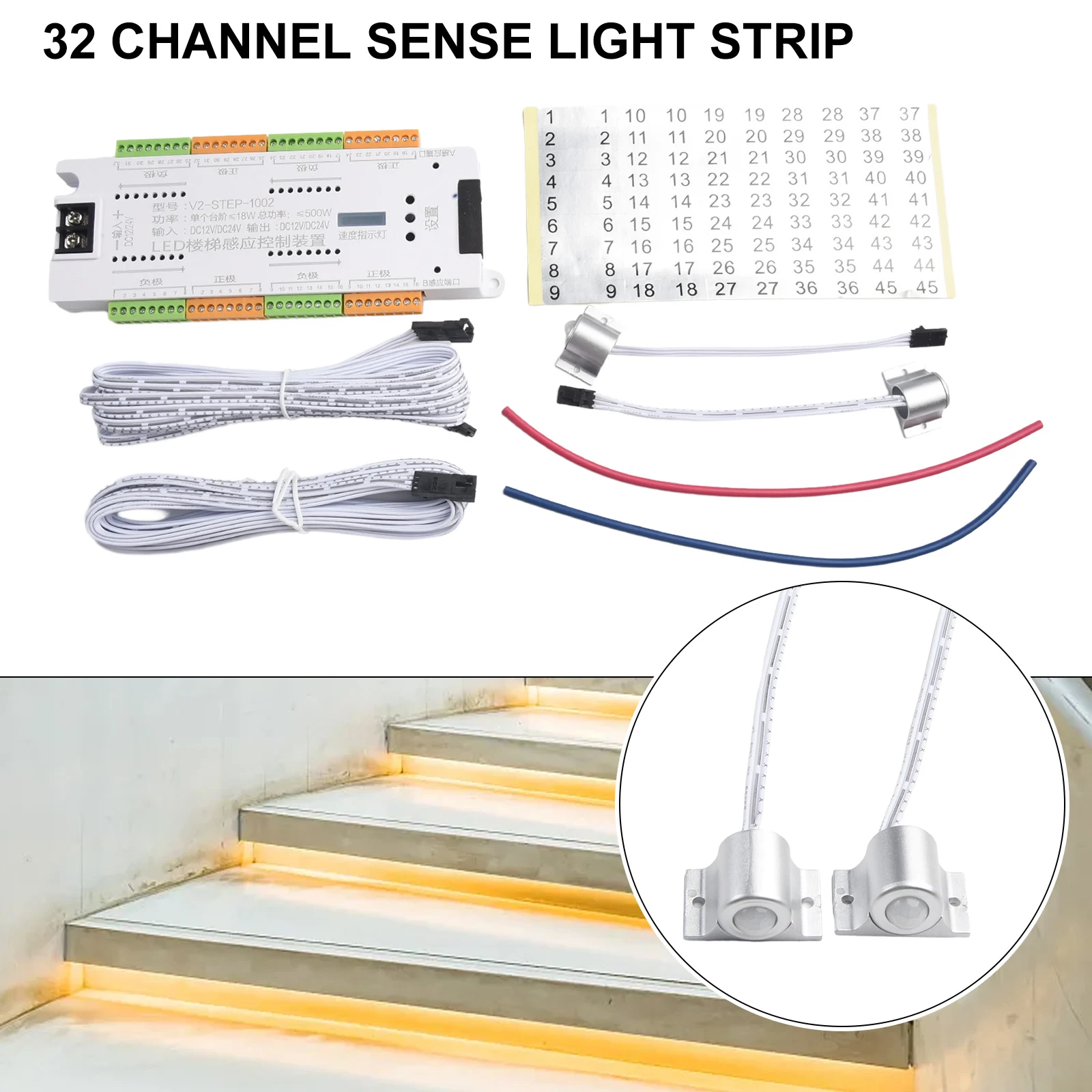 

Stair Sensor Remote Control 32 Channel Accessory Automatic DC12-24V Hot Ladder Controller Light Step System Home