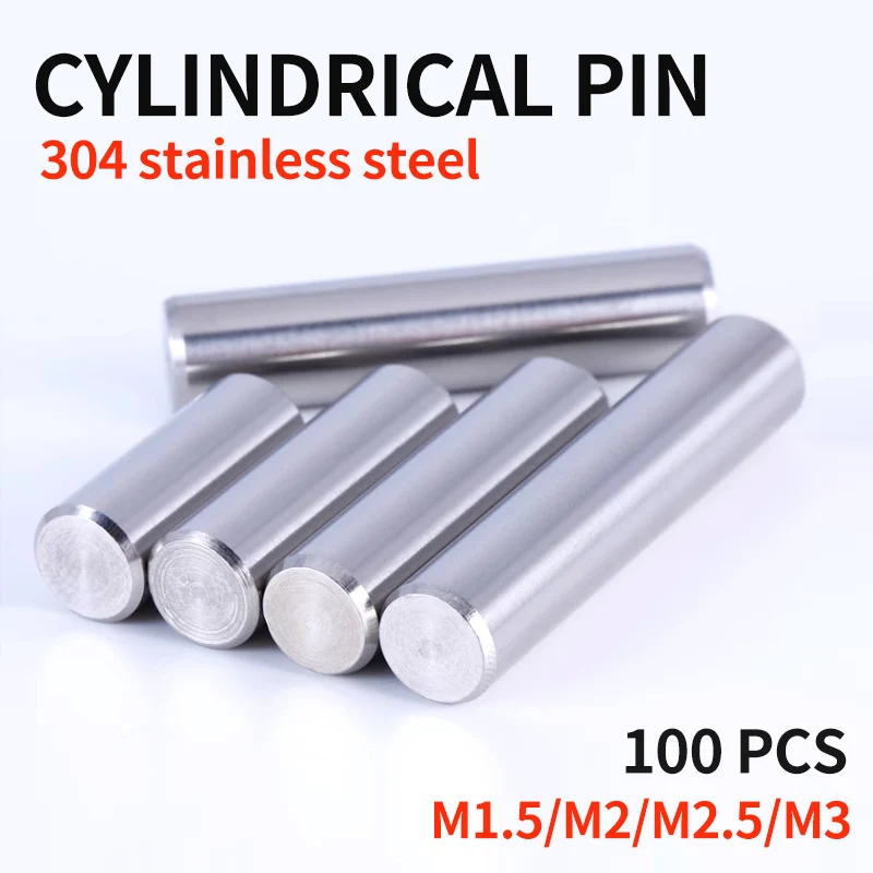 

100PCS 304 stainless steel straight pin locating pin fixed pin shaft solid pin matching retaining ring M0.8 M1.0 M1.5 M2 M2.5 M3