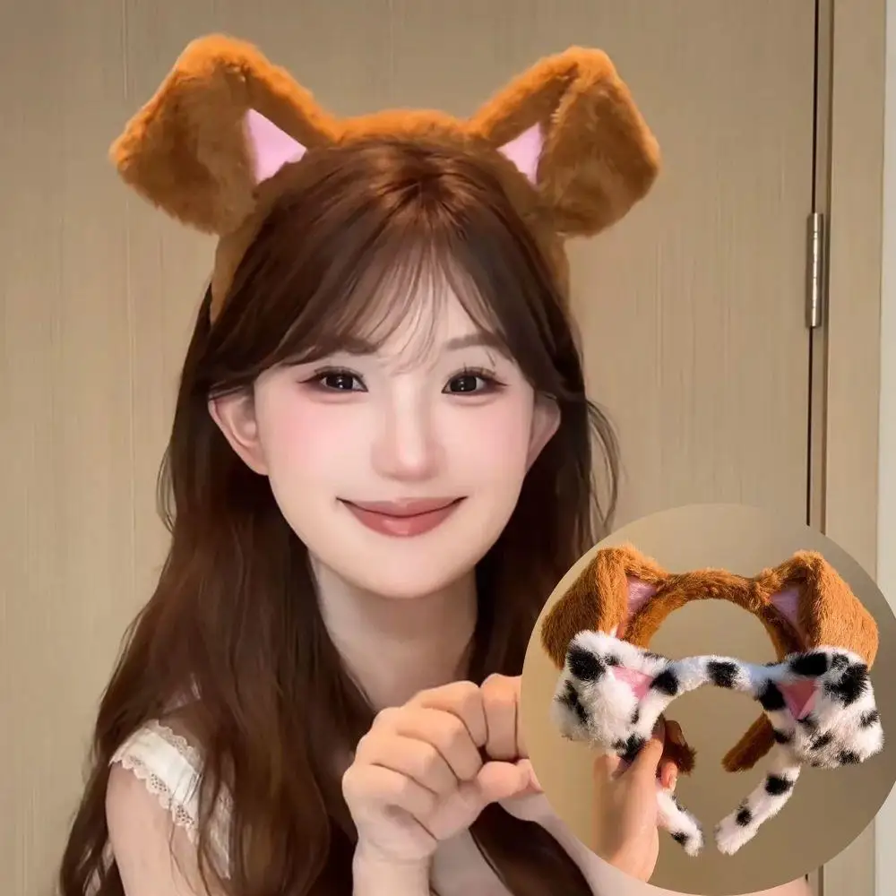 Spotted Dogs Folded Ear Hairband Cute Cosplay Headwear Cartoon Puppy Dog Hair Accessories Headbands For Women Festival Gifts