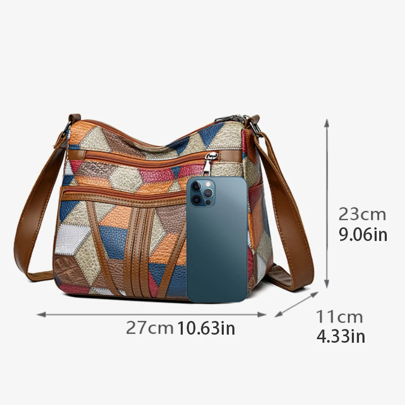 Women's retro crossbody bag, adjustable shoulder strap length, zipper closure, suitable for daily commuting and leisure outings,